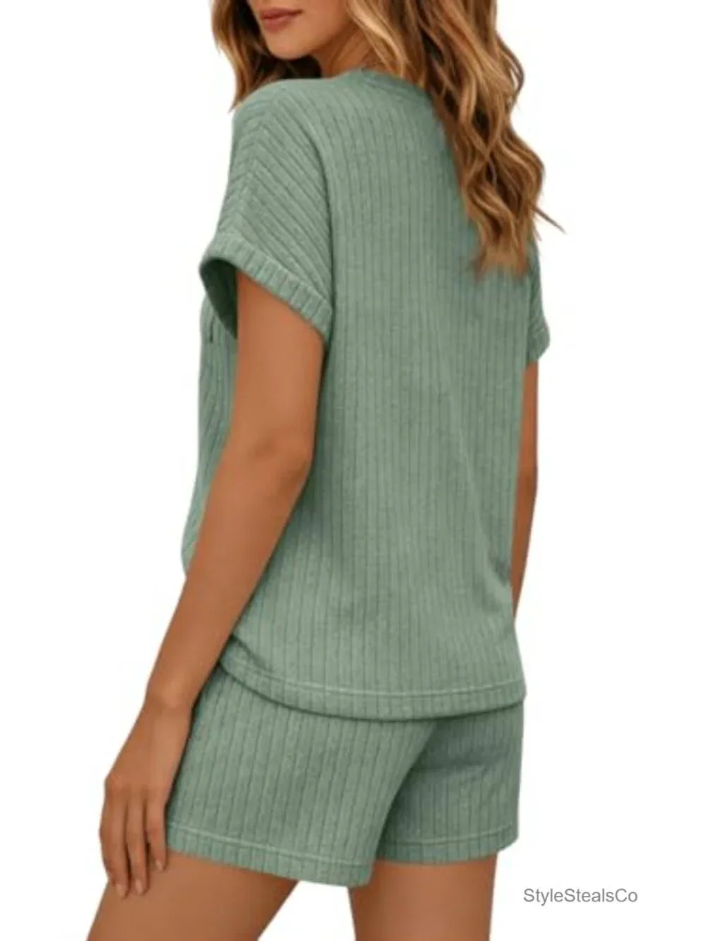 2 Piece Short Sleeve Henley Shorts Set Lounge Sweatsuit with Pockets